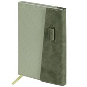 Ежедневник недатированный А5 145х215 мм, BRAUBERG «Stitch», под кожу, магнит, 160 л., оливковый, 116588