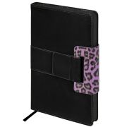 Ежедневник недатированный А5 138х213 мм, BRAUBERG «Safari», под кожу, магнит, 160 л., Leopard, фиолетовый, 116593