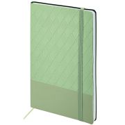 Блокнот А5 138x213 мм, BRAUBERG «Tissage», под кожу, 80 л., резинка, клетка, оливковый, 116602