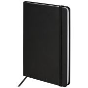 Блокнот А5 138x213 мм, BRAUBERG «Basic», под кожу, 80 л., клетка, черный, 116227