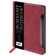 Блокнот А5 165x218 мм, BRAUBERG «Perfect», под кожу софт-тач, держатель для ручки, 80 листов, клетка, бордовый, 116616