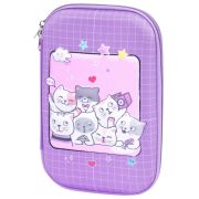 Пенал ЮНЛАНДИЯ большой, 1 отделение, 1 откидная планка, карман, полиэстер/EVA, 22х15х5 см, «Cats selfie», 273193