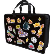 Папка-портфель Lamark «Стикеры», А4, 34х24,5х7 см, 1 отделение, на молнии, с ручками, печать по пластику с двух сторон