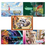 Альбом для рисования А4 8 л., скоба, обложка офсет, HATBER ECO, 205х290 мм, Ассорти (5 видов), 081950, 8А4C