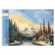 Альбом для рисования А4 20 л., гребень, подложка, бумага 220 г/м, HATBER, «Горный уголок», 090263, 20А4лтAгр_33410