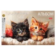 Альбом для рисования А4 20 л., склейка, подложка, бумага 220 г/м, HATBER, «Счастливые мурчалки», 090056, 20А4лтAк_33358