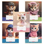 Тетрадь 12 л., HATBER клетка, обложка картон, «Мы - котики!» (микс в спайке), 086195, 12Т5В1