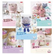 Тетрадь 12 л., HATBER узкая линия, обложка картон, «Уютные котики» (микс в спайке), 075154, 12Т5В7