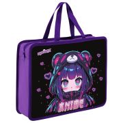 Папка на молнии с ручками ЮНЛАНДИЯ А4, 1 отделение, пластик, 80 мм, «Anime fan», 273362