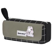 Пенал мягкий BRAUBERG, 1 отделение, карман на липучке, значок, 22х10х6 см, «Black checkered», 273579