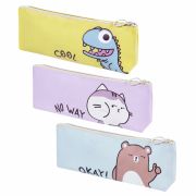 Пенал мягкий ПИФАГОР, 1 отделение, ПВХ, ассорти «Animals», 21х8х3 см, 273826