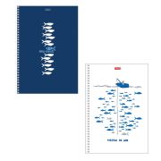 Тетрадь А4 80 л., HATBER, гребень, клетка, Soft-touch ламинация, цветной срез, «Рыба моя» (микс), 090167, 80Т4лВ1гр