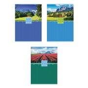 Тетрадь А4 80 л., HATBER, скоба, клетка, глянцевая ламинация, «Живописные пейзажи» (микс), 083006, 80Т4лВ1