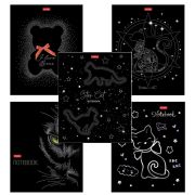 Тетрадь А5 48 л., HATBER скоба, клетка, матовая ламинация, 3D-фольга, «Кошки-мишки» (микс), 087356, 48Т5лофВ1