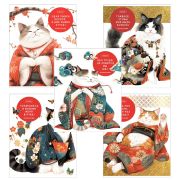 Тетрадь А5 48 л., HATBER скоба, клетка, обложка картон, «Мудрые котики» (микс в спайке), 088362, 48Т5В1