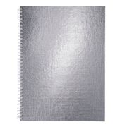 Тетрадь бумвинил А4 96 л., гребень, офсет №1, клетка, «СЕРЕБРО Metallic», HATBER, 077198, 96Т4бвВ1гр