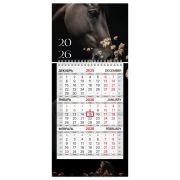 Календарь квартальный 2026 г., 1 блок, 1 гребень, бегунок, МИНИ, офсет, BRAUBERG, «Символ года», 116842