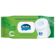Бумага туалетная влажная 80 шт., AURA «Ultra Comfort» с пластиковым клапаном, 14055