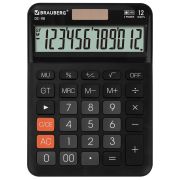 Калькулятор настольный BRAUBERG DC-118-BK (175х126 мм), 12 разрядов, двойное питание, черный, 272962